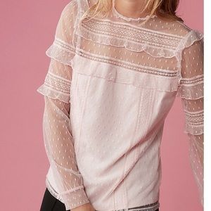 EXPRESS PIECED LACE LONG SLEEVE BLOUSE